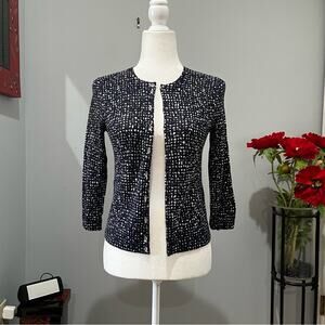 NEW J. Crew Wool Academia Book Binder Two Tone 3/4 Sleeve Crew Neck Cardigan XS